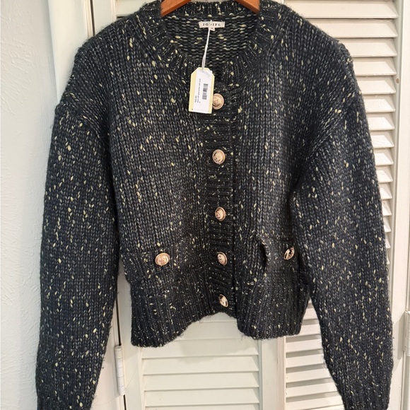 JODIFL Preppy Knit Black and Gold Knit Cardigan - Picture 4 of 6